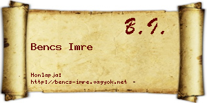 Bencs Imre névjegykártya